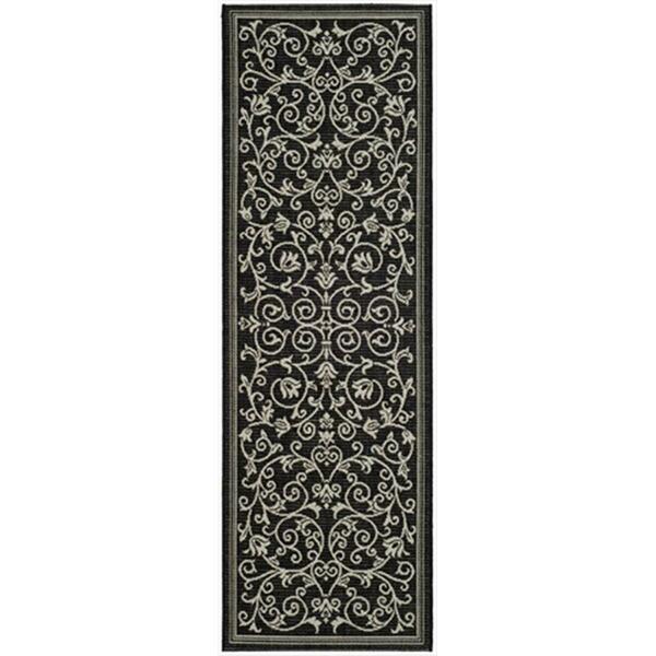 Safavieh 2 Ft. - 2 In. X 12 Ft. Runner- Indoor - Outdoor Courtyard Black And Sand Machine Made Rug CY2098-3908-212